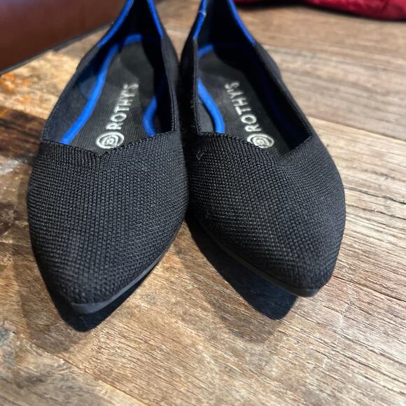 Rothy's The Point Black Flat Slip on Shoes Womens Size 7.5 Pointed Flats Rothys - Picture 2 of 3